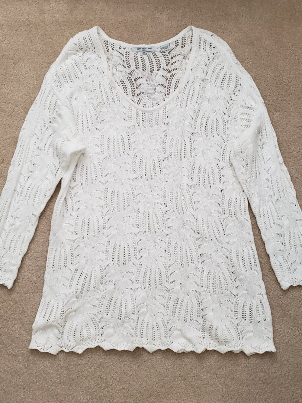 eight eight Woman size 2X white cotton beach cover up tunic coastal summer